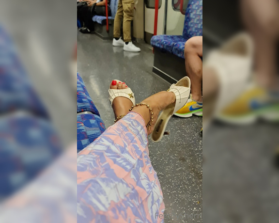 FeetBySherri aka feetbysherri OnlyFans - Teasing on the London Undergound in my LV mules