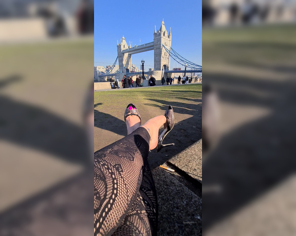 FeetBySherri aka feetbysherri OnlyFans - Teasing by Tower Bridge in my Jimmy Choo sling backs