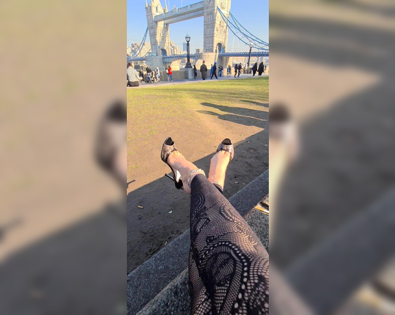 FeetBySherri aka feetbysherri OnlyFans - Teasing by Tower Bridge in my Jimmy Choo sling backs