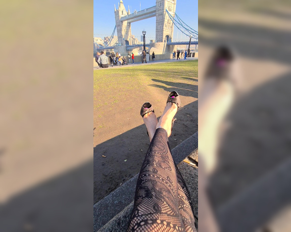 FeetBySherri aka feetbysherri OnlyFans - Teasing by Tower Bridge in my Jimmy Choo sling backs