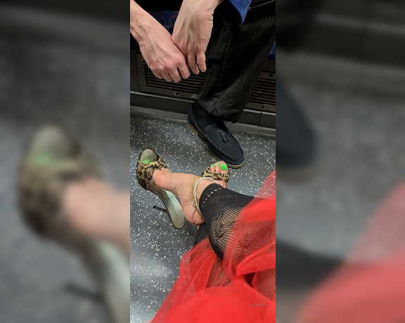 FeetBySherri aka feetbysherri OnlyFans - Teasing on the night tube, after a great night at the Valentines Ball Bossy Paw party