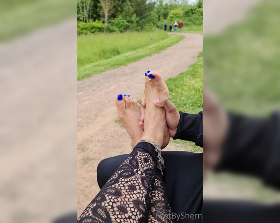 FeetBySherri aka feetbysherri OnlyFans - A nice foot rub in the park What do you think of my blue toes