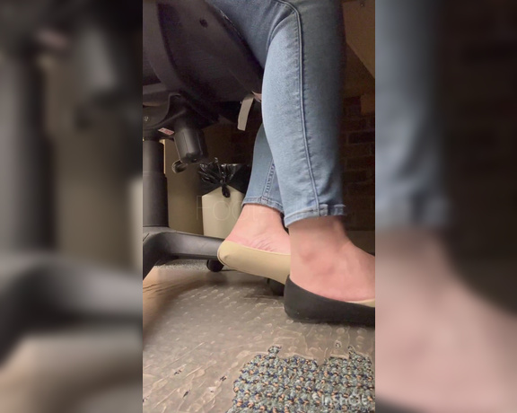 Goddess Ashley aka foot4all1 OnlyFans - Sit under my desk! Wiggle wiggle in flats… they are so stinky… and definitely in need
