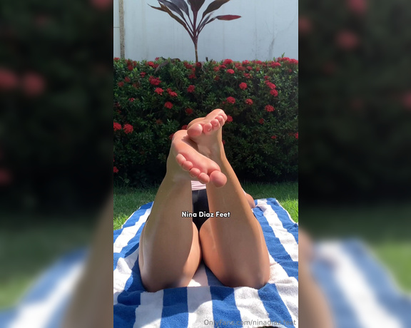 Nina’s Feet aka ninadiaz.feet OnlyFans - Your hot and stinky queen sun bathing! Today it was very hot, and I decided