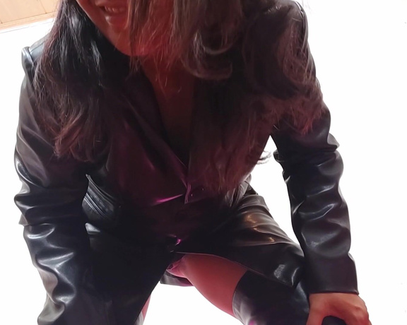 Reina Leather aka reinaleather OnlyFans - Saturday end of the day in black coat and thigh high boots!