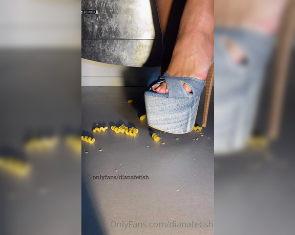 Diana Fetish aka dianafetish OnlyFans - Nothing better than the crunchy sound of crushed pasta under my heels Music to my ears