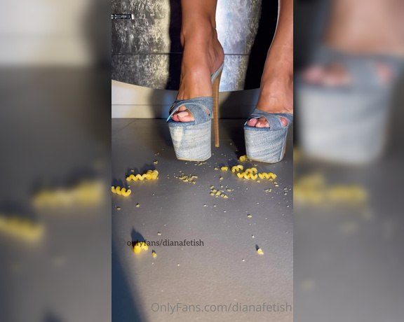 Diana Fetish aka dianafetish OnlyFans - Nothing better than the crunchy sound of crushed pasta under my heels Music to my ears