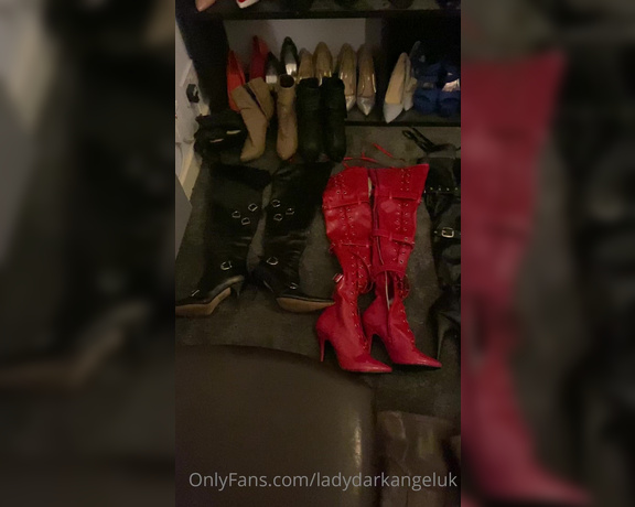 Lady Dark Angel aka Ladydarkangeluk Onlyfans - Think you can safely say I’m a boot queen Just need to be able to store them all in a better way