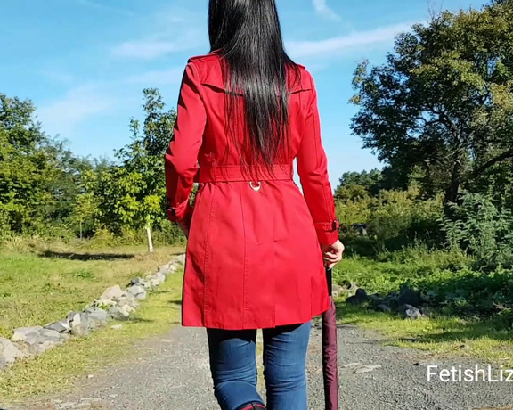 Fetish Liza aka fetishliza OnlyFans - A walk in Burberry #rubberboots #rainboots clip