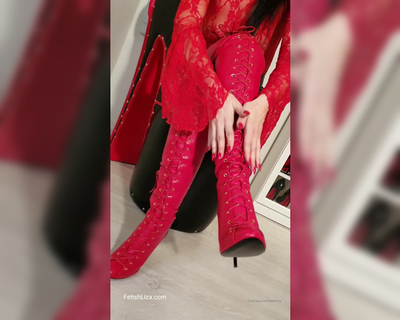 Fetish Liza aka fetishliza OnlyFans - Be mesmerized by my perfect red leather thigh high boots Valentines Day 34