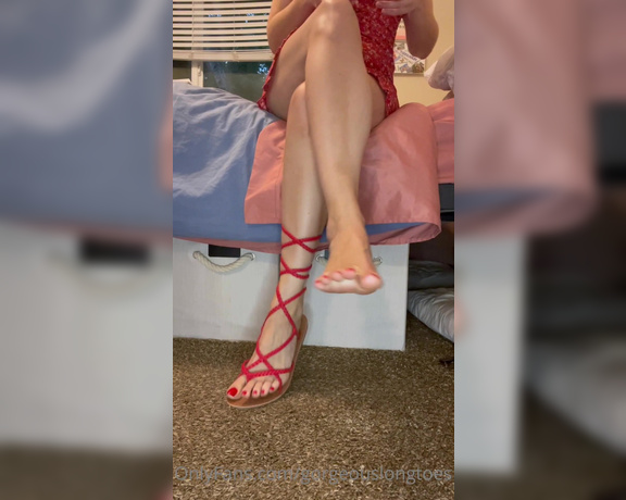 Gorgeous Long Toes aka gorgeouslongtoes OnlyFans - Shoesday Try On Yesterdays red gladiator sandals look sooo good with my red dress! Do you