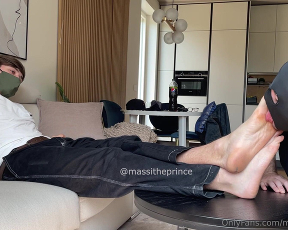 Prince Massi aka massitheprince OnlyFans - Your tongue is just a doormat to clean my dirty feet on This is how much