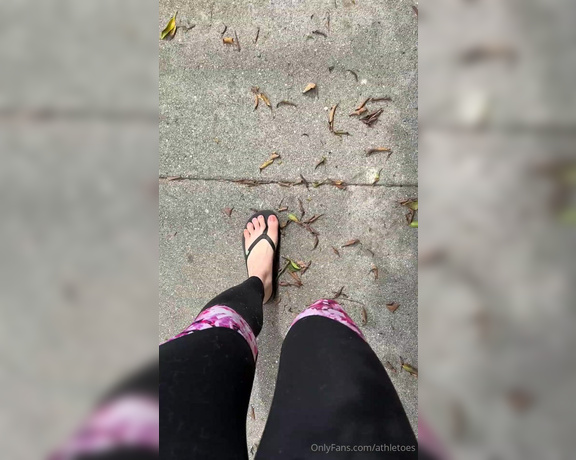 Athletoes aka athletoes OnlyFans - Just strolling around the neighborhood in my flippy floppies Coconut water is done