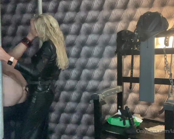 Lady Dark Angel aka Ladydarkangeluk Onlyfans - Strapon in full leather @missagold