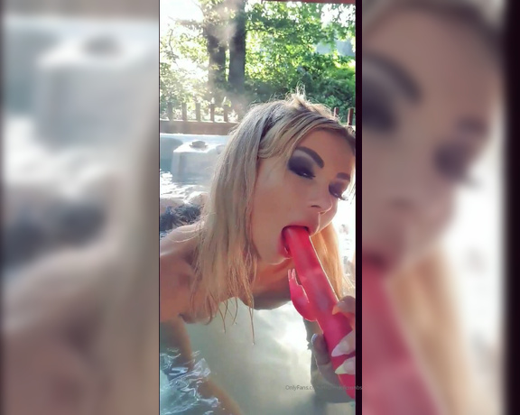 Mia Middleton aka miamiddleton OnlyFans - Naked, giving my dildo a slow sloppy blowjob in the hot tub Who remembers