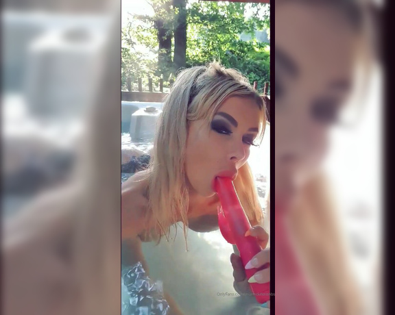 Mia Middleton aka miamiddleton OnlyFans - Naked, giving my dildo a slow sloppy blowjob in the hot tub Who remembers