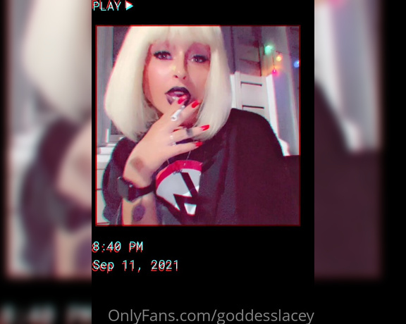 Goddess Lacey aka goddesslacey OnlyFans - Black lips & cigarette