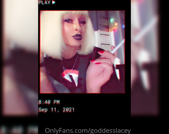 Goddess Lacey aka goddesslacey OnlyFans - Black lips & cigarette