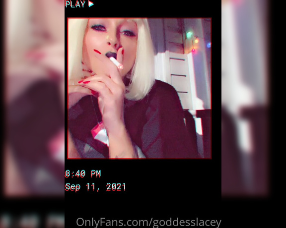 Goddess Lacey aka goddesslacey OnlyFans - Black lips & cigarette