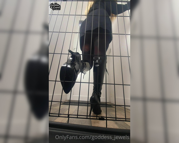 Goddess Jessica Jewels aka goddessjessicajewels OnlyFans - Caged up boot bitch Duration 2min)