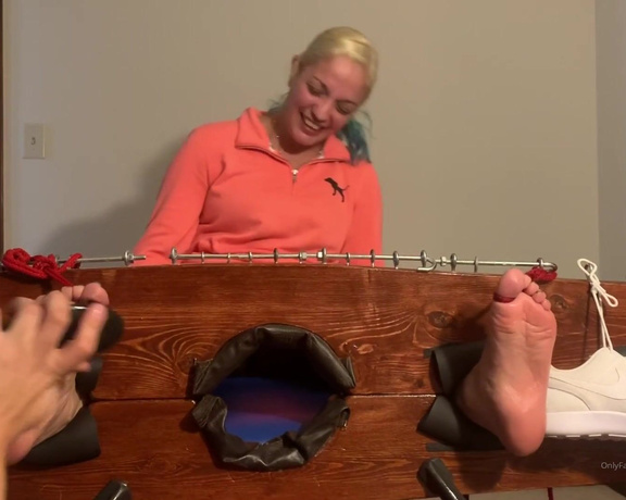 Devil's Footstool aka devilsfootstool OnlyFans - Angelica tickled in the stocks