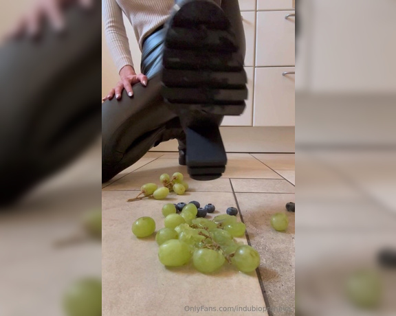 Indubiopronova aka indubiopronova OnlyFans - Crushing some grapes and berries with my boots, socks and soles YOU will clean this