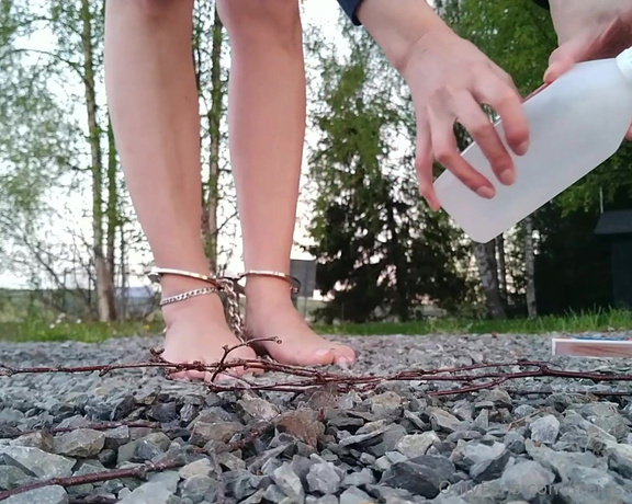 Frejas Submissive Feet aka frejassubmissivefeet OnlyFans - Outdoor fire play Double trouble when I need to stomp it out on gravel WARNING The