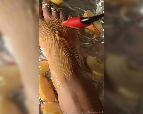 Frejas Submissive Feet aka frejassubmissivefeet OnlyFans - Roasted feet with apples The part is on the other place Also a new post