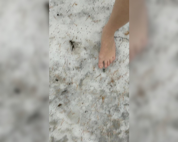 Frejas Submissive Feet aka frejassubmissivefeet OnlyFans - Barefoot on ice and gravel Winter let go a bit of us for now and even