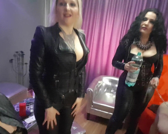 House of Sinn aka houseofsinn OnlyFans - #BehindTheScenes Filming with Mistress Luna and Mistress Johanna A short break between filming scenes to water