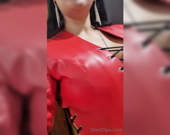 House of Sinn aka houseofsinn OnlyFans - #UpCloseAndPersonal I love My red leather catsuit I am glad I have useful servants around