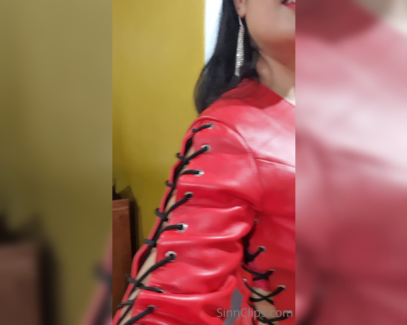 House of Sinn aka houseofsinn OnlyFans - #UpCloseAndPersonal I love My red leather catsuit I am glad I have useful servants around