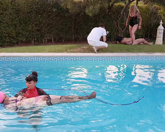 House of Sinn aka houseofsinn OnlyFans - #BehindTheScenes at the Femdom Summer Camp, September 2019 @avavonmedisin enjoying a private play at the pool