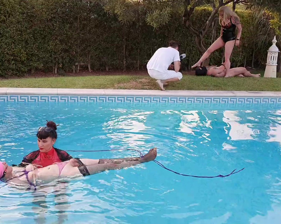 House of Sinn aka houseofsinn OnlyFans - #BehindTheScenes at the Femdom Summer Camp, September 2019 @avavonmedisin enjoying a private play at the pool