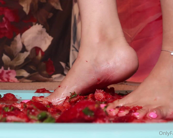 Mila P aka milaap OnlyFans - Strawberry Smash I just love feeling these strawberries get squeezed under my toes Feeling them pop