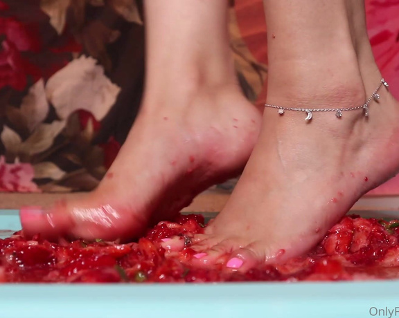 Mila P aka milaap OnlyFans - Strawberry Smash I just love feeling these strawberries get squeezed under my toes Feeling them pop