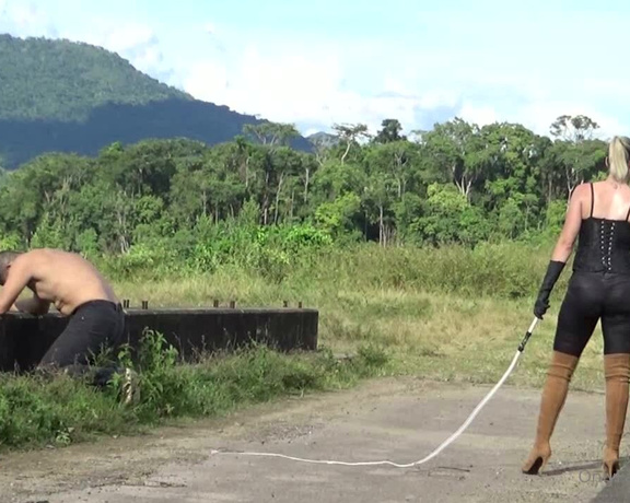 Gerald Hrfan aka ghrfan OnlyFans - The Sublime Queen of the Farm of Pain is taking her slave for a nice bullwhipping