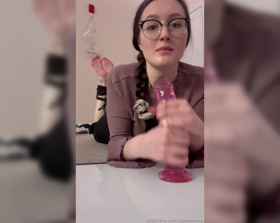 Becca Foxx aka Foot Fetish, sizeelevens OnlyFans - Tied up in the pose with socks gagging me, ducted taped shut with a giant dildo