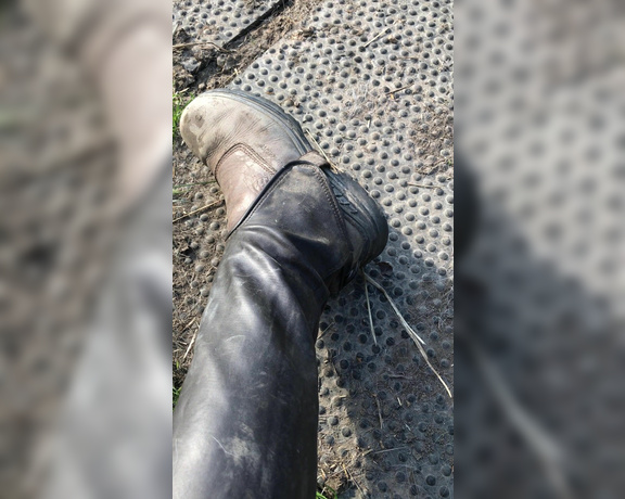 Mistress Athena aka mistressathena OnlyFans - Get down look closely at these dirty mucky riding boots, get ready to clean them pov