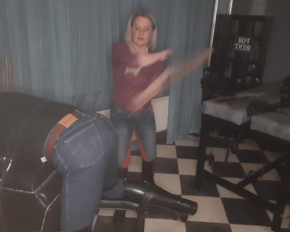 Mistress Athena aka mistressathena OnlyFans - 2nd part Both sub and Mistress are in denim jodhpurs with Classic rubber riding boots This