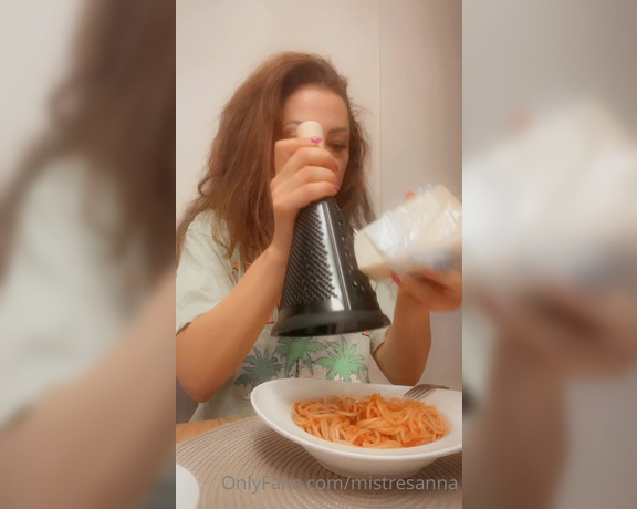 Mistress Anna aka mistresanna OnlyFans - Eating spaghetti with parmigiana … it smells wonderful