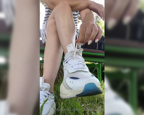 Mistress Anna aka mistresanna OnlyFans - Taking of my shoes in the park so you can see how sweaty are they