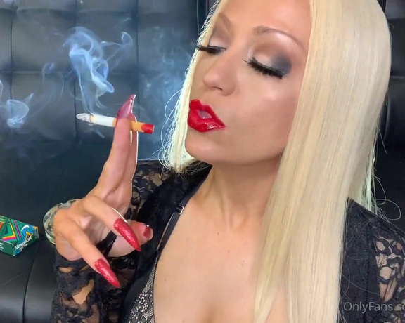 Britteni Bank aka bbankfetish OnlyFans - Red nails, red lips, smoking a Newport 100, talking all about how much I love smoking!