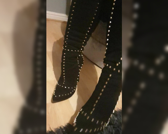 Miss Laura aka mistresslaura11 OnlyFans - Clip  boots! My thigh high, studded boots make you so fucking weak dont they You