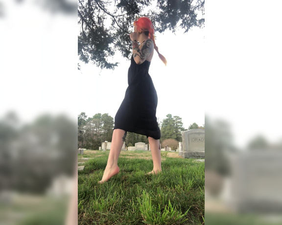 Rubie Hellia aka rubiehellia OnlyFans - Just a goth girl flashing in a graveyard