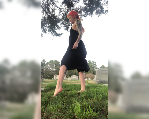 Rubie Hellia aka rubiehellia OnlyFans - Just a goth girl flashing in a graveyard