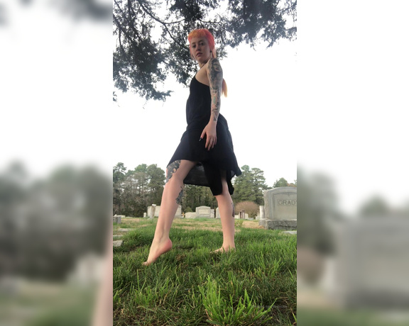 Rubie Hellia aka rubiehellia OnlyFans - Just a goth girl flashing in a graveyard