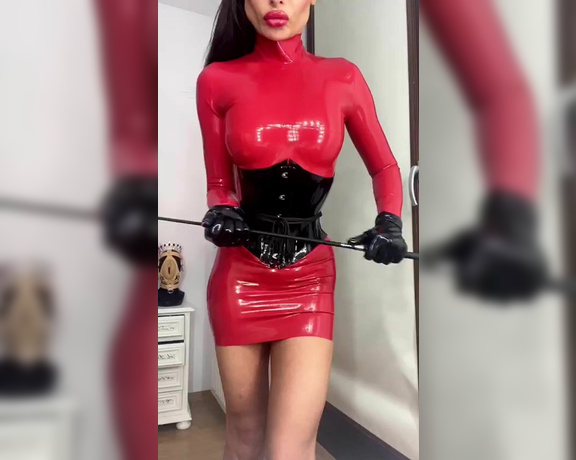 Evil Woman aka Evilwoman OnlyFans - Latex Red dress x black corset x black gloves tease video