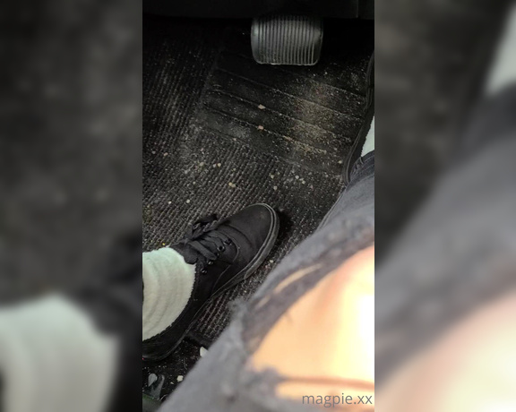 MythicMaggie aka mythicmaggie OnlyFans - 4 minutes of my feet pressing pedals Stripping my socks and shoes while driving was