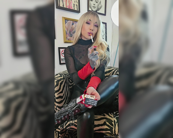 Queen Kinkerbell aka kinkerbell23 OnlyFans - So question is Whos chainsmoking with me today Heres nearly ten minutes of me doing